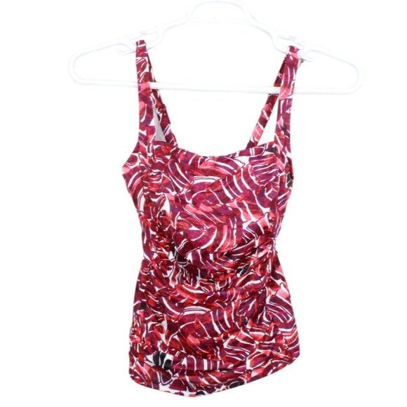 L.L. Bean Mix Match Swimwear Squareneck Tankini Red Geometric Print 6 - Picture 1 of 10